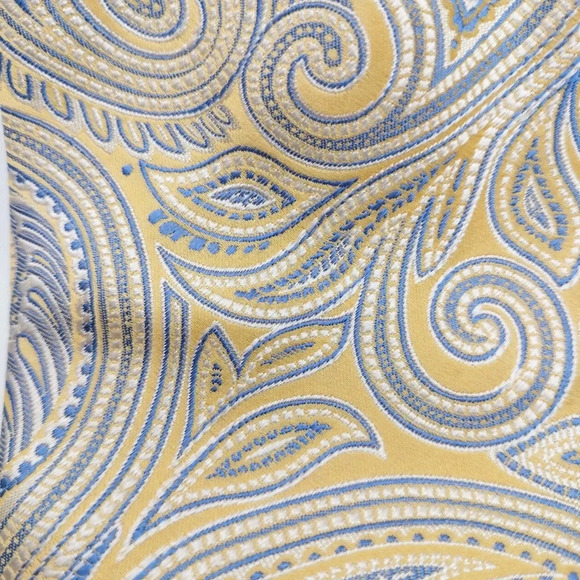 Hathaway Men’s Silk Necktie Tie Yellow Blue Paisley 3.5" x 56" GCU - Picture 3 of 9